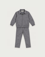 Romimi Tech Tracksuit for kids in Charcoal, front view