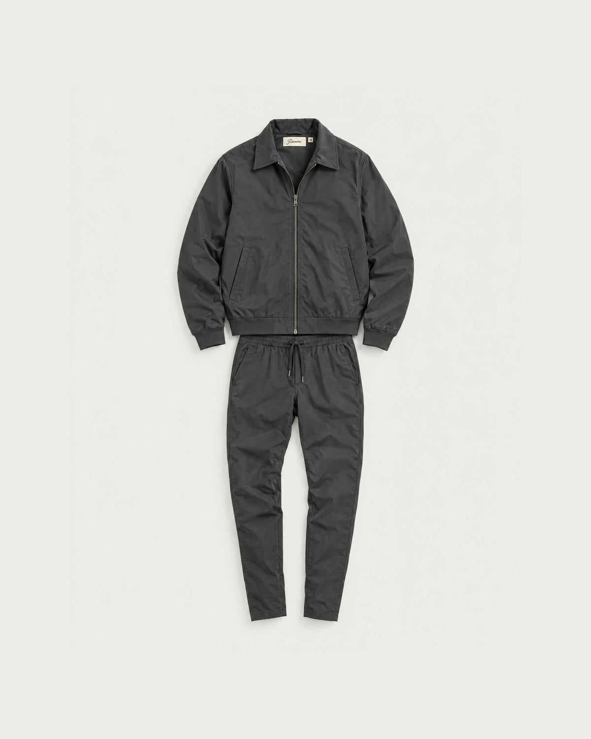 Romimi Tech Tracksuit in Charcoal, front view