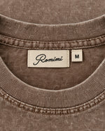 Romimi Washed Heavy Tee in Brown, label close-up