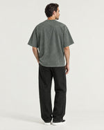 Romimi Washed Heavy Tee in Khaki, back view, worn
