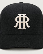 Romimi wool baseball cap in black, embroidery detail