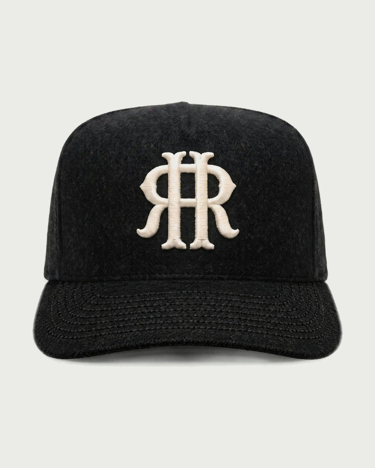 Romimi wool baseball cap in black, front view