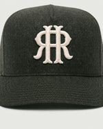 Romimi wool baseball cap in dark olive, embroidery detail