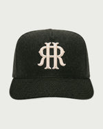 Romimi wool baseball cap in dark olive, front view