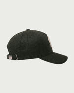 Romimi wool baseball cap in dark olive, side view