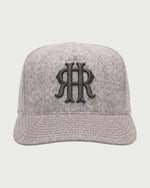 Romimi wool baseball cap in heather grey, front view