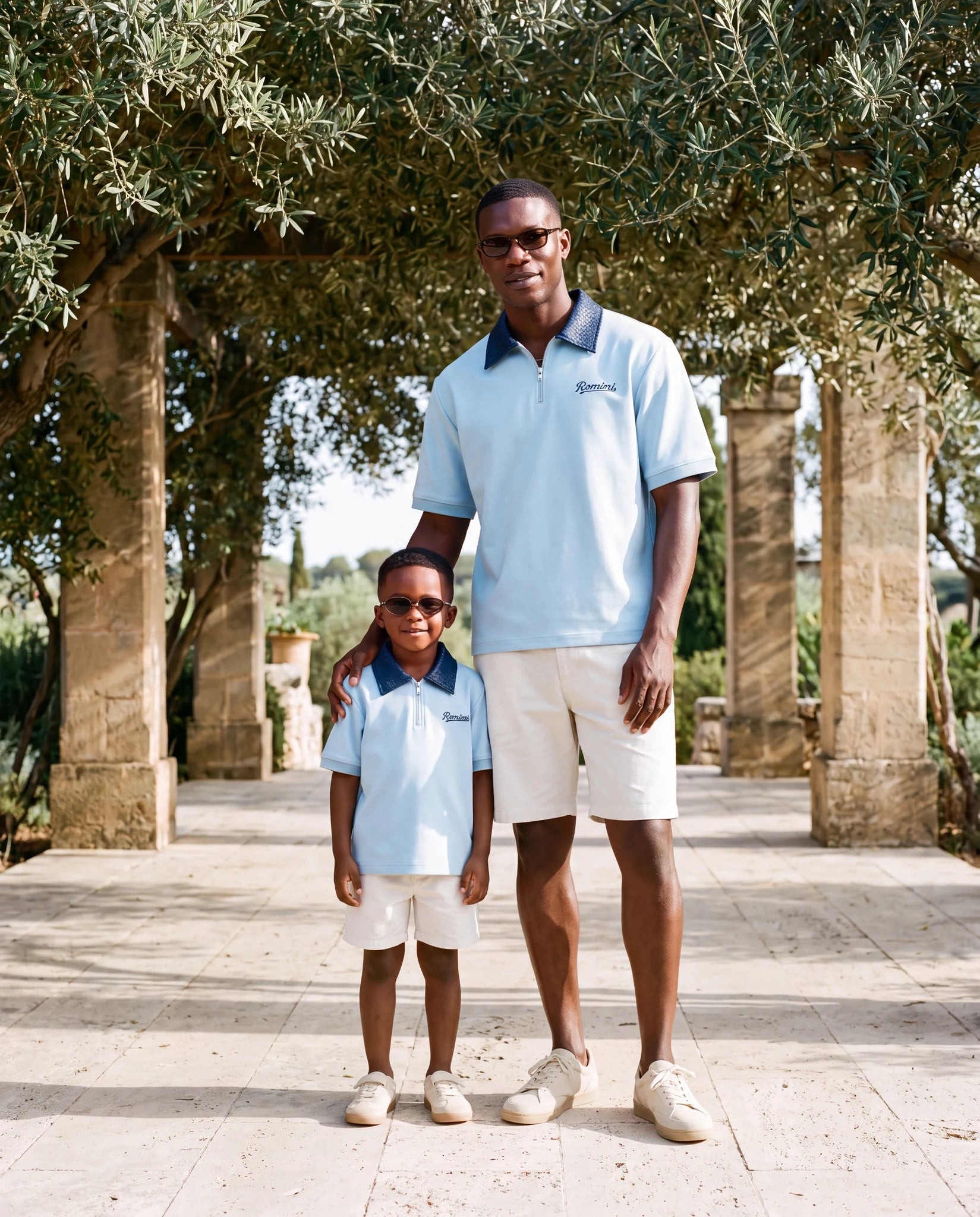 ROMIMI Adam Sport Polo sky blue — father and son