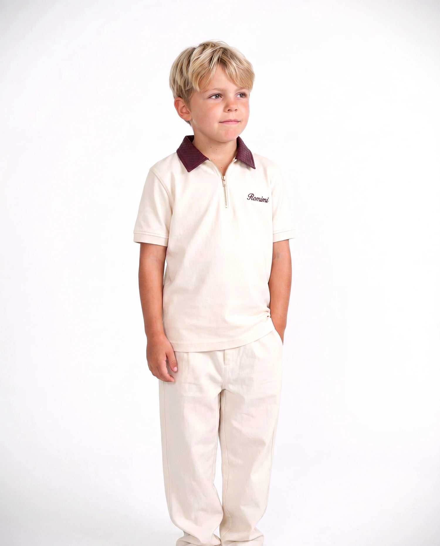 Adam Sport Poloshirt - Creme/Bordeaux (Junge)