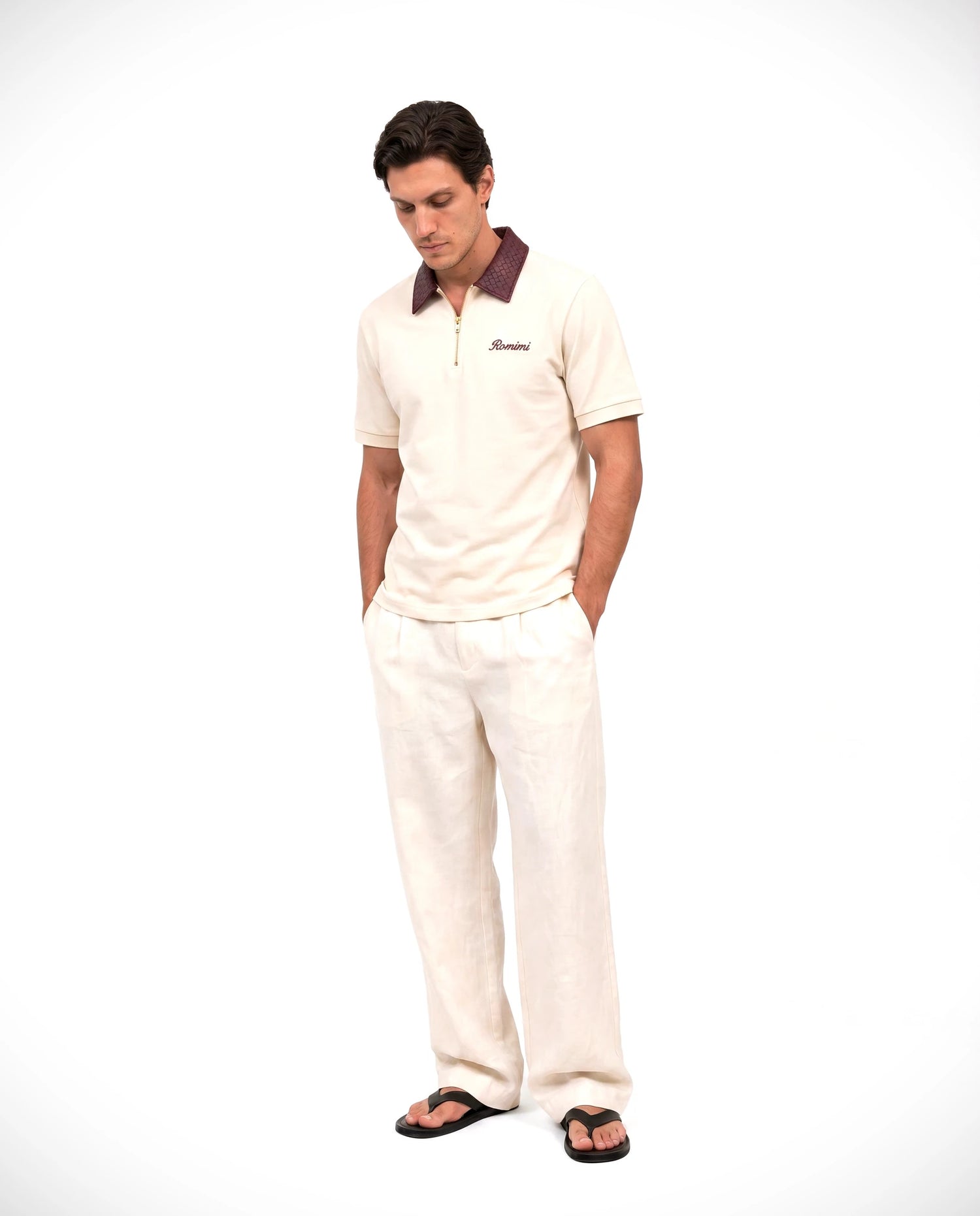 Adam Sport Poloshirt – Creme/Bordeaux
